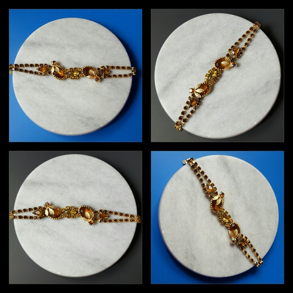 Vintage Rhinestone Bejeweled Deco Bracelet - Picture 7 of 11